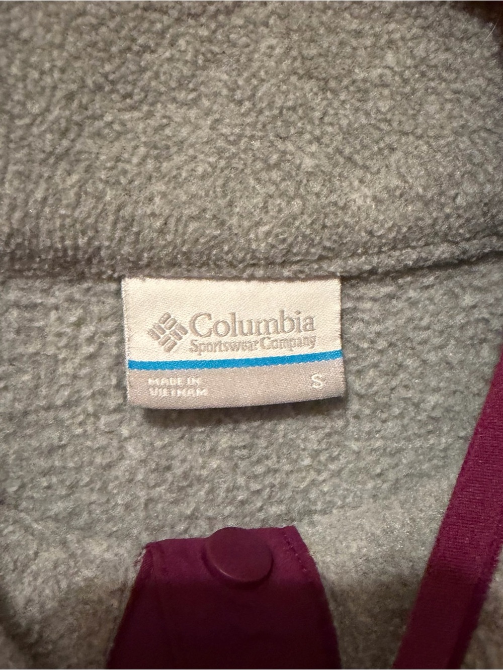 Columbia Gray & Charcoal Fleece Pullover with Plum Snap Placket - Picture 6 of 7